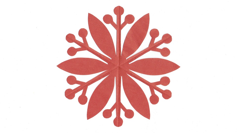 南天車（なんてんぐるま）の家紋切り紙